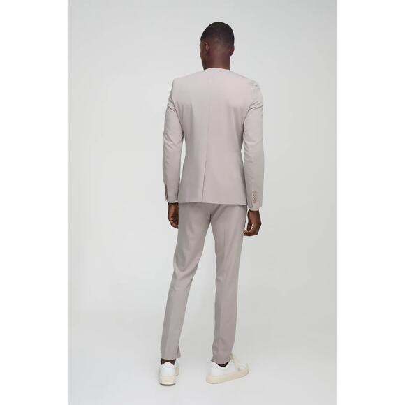 Boohoo Man Beige Skinny Fit Cropped Suit Trousers Pants Size 32 - Picture 2 of 5